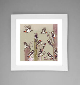 'Lesser Spotted Woodpeckers' Print, 2 of 3