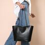 Black Vegan Leather Over Shoulder Tote Bag And Pouch, thumbnail 1 of 4