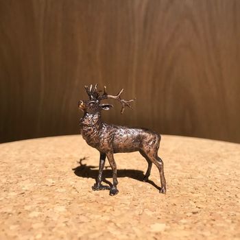Miniature Bronze Stag Sculpture 8th Anniversary Gift, 2 of 12