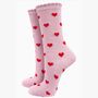 Women's Glitter Socks Pink Red Love Hearts, thumbnail 2 of 4