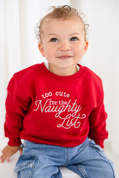 'Too Cute' Christmas Embroidered Sweatshirt Jumper, 2 of 4