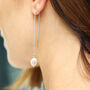 Sterling Silver Freshwater Pearl Drop Chain Earrings, thumbnail 3 of 6