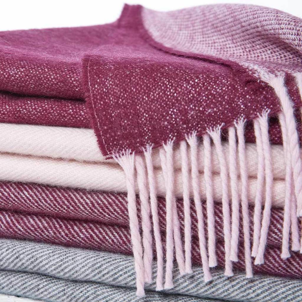 Reversible Merino Throw Mulberry Rose Pink By Tolly McRae