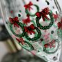 Christmas Wreath Painted Wine Glass, thumbnail 5 of 6