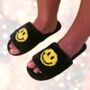 Happy Face Christmas Slippers Black, thumbnail 4 of 6