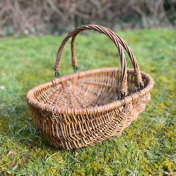 Medium And Large Willow Wicker Garden Trug Basket Set, 3 of 7