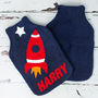 Space Rocket Hot Water Bottle Cover Personalised, thumbnail 3 of 5
