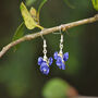 Blue Iris February Birth Flower Earrings, Silver Tone, thumbnail 1 of 5