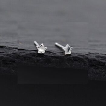Sterling Silver Very Tiny Little Star Stud Earrings, 2 of 12