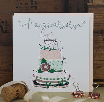 1st Wedding Anniversary Card Cake Design, 2 of 2