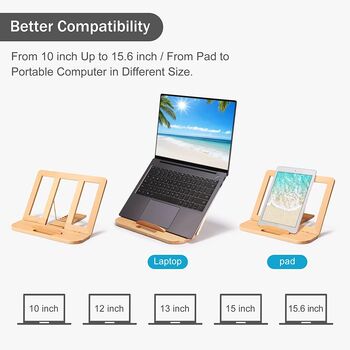 Light Beech Wooden Laptop Stands For Desk, 3 of 7