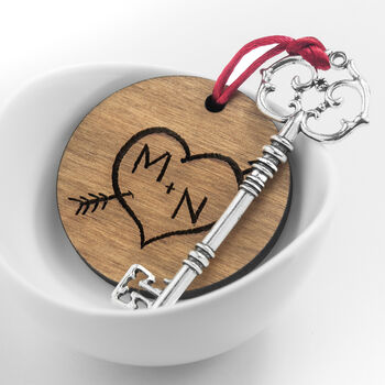 Personalised Couple's Carved Heart Initials Keepsake, 2 of 6
