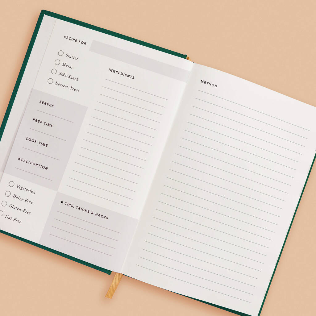 Personalised Recipe Journal By Betterday Studio