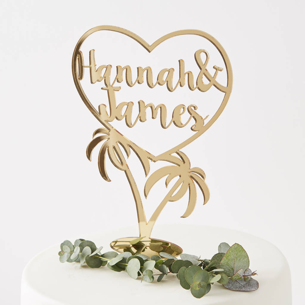 Personalised Palm Tree Wedding Cake Topper, 1 of 5