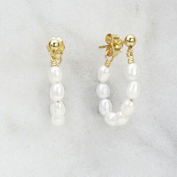 Silver Or Gold Seed Pearl Hoop Earrings, 2 of 9