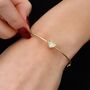 9ct Yellow Gold Rainbow Heart Bangle, thumbnail 2 of 3