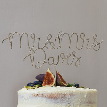Mr And Mrs Surname Wire Wedding Cake Topper, 3 of 7