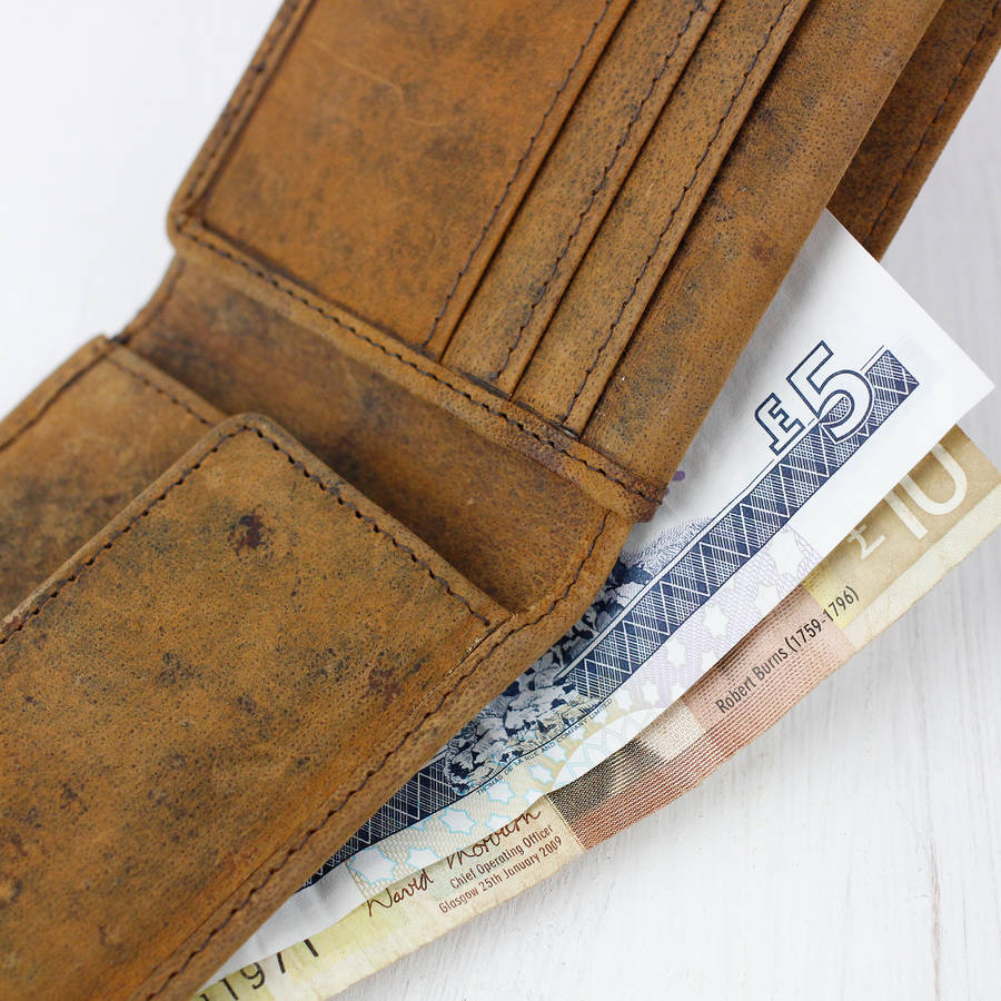 Personalised Mens Leather Wallet With Coin Pouch By Scaramanga | notonthehighstreet.com