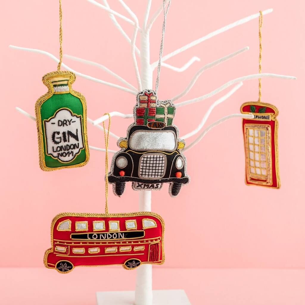 Zari Embroidery London Bus Christmas Tree Decoration By Postbox Party