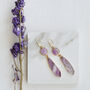 Gold Plate Amethyst Slice Pendant Earrings, thumbnail 1 of 4