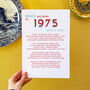 Personalised 50th Birthday Gift Print Poem Of 1975, thumbnail 1 of 5