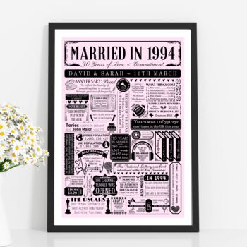 Personalised 30th Pearl Wedding Anniversary Poster, 3 of 9