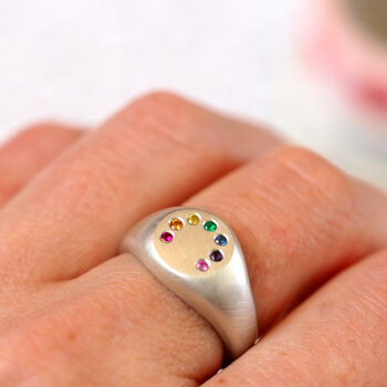 Rainbow Ring Handmade Silver And Gems, 10 of 12