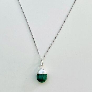 May Birthstone Necklace, Emerald, Silver Plated, 6 of 8