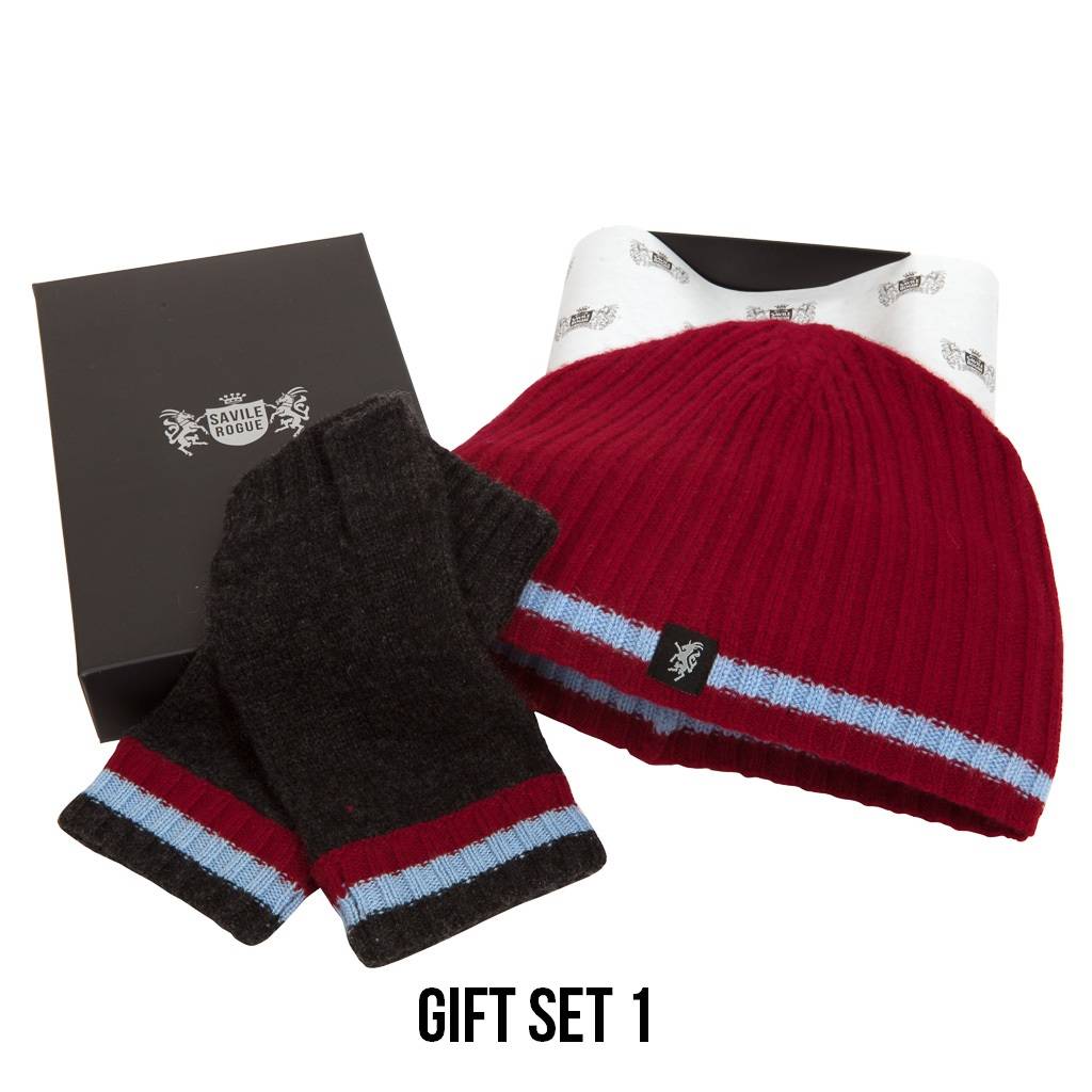 Luxury Cashmere Football Gift Sets In Claret And Blue By Savile Rogue ...