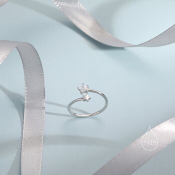 Double Star Open Ring In Sterling Silver, 6 of 10