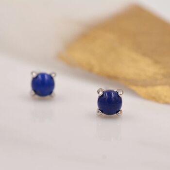 Sterling Silver Lapis Lazuli Stud Earrings, 5 of 11