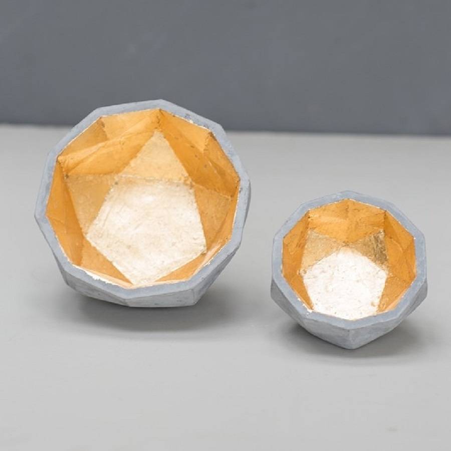 geometric gold inlay concrete bowl by marquis & dawe