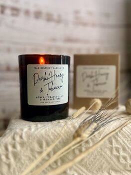 Dark Honey And Tobacco Scented Soy Candle, 2 of 2