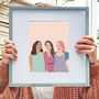 Custom Family Portrait Line Art Colour Block Gift, thumbnail 5 of 9