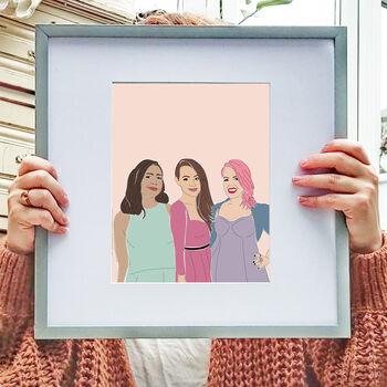 Custom Family Portrait Line Art Colour Block Gift, 5 of 9