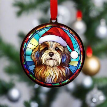 Tibetan Terrier In Santa Hat Suncatcher Decoration, 3 of 6