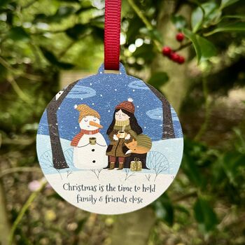 Family And Friends Snowman Decoration Christmas Card, 2 of 4