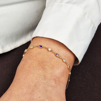 Gold Vermeil Plated Amethyst And White Topaz Bracelet, 4 of 8