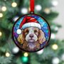 Working Cocker Spaniel Black In Santa Hat Suncatcher Decoration, thumbnail 2 of 8