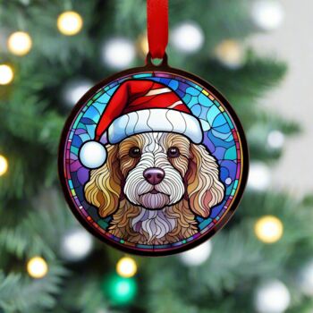 Working Cocker Spaniel Black In Santa Hat Suncatcher Decoration, 2 of 8