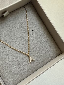 Personalised Pave Initial And Chain Necklace, 4 of 4