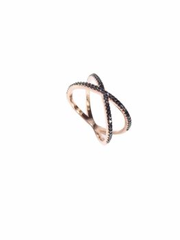 Cross X Cz Ring Rose Or Gold Plated 925 Silver, 10 of 10