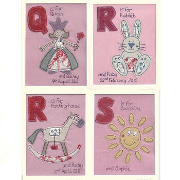 Personalised Girls Alphabet Embroidered Picture Gift, 10 of 12