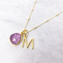 18ct Gold Plated Alexandrite Crystal Initial Necklace, thumbnail 1 of 7