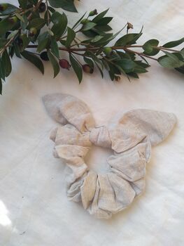 Bunny Bow Linen Scrunchie, 2 of 12