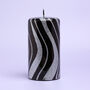 G Decor Black And Silver Spiral Glitter Glass Candles, thumbnail 6 of 7