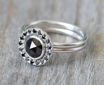 Black Diamond Bridal Set, Interlocking Bridal Rings, 3 of 5