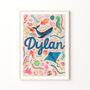 Personalised Ocean Nursery Name Print | Hand Painted Sea Life Wall Art | Nautical Baby Gift, thumbnail 1 of 9
