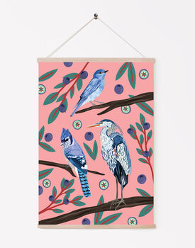 Blue Birds And Blueberries Print, 2 of 3