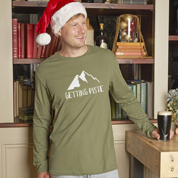 Getting Piste Men's Long Sleeved Christmas T Shirt, 2 of 6